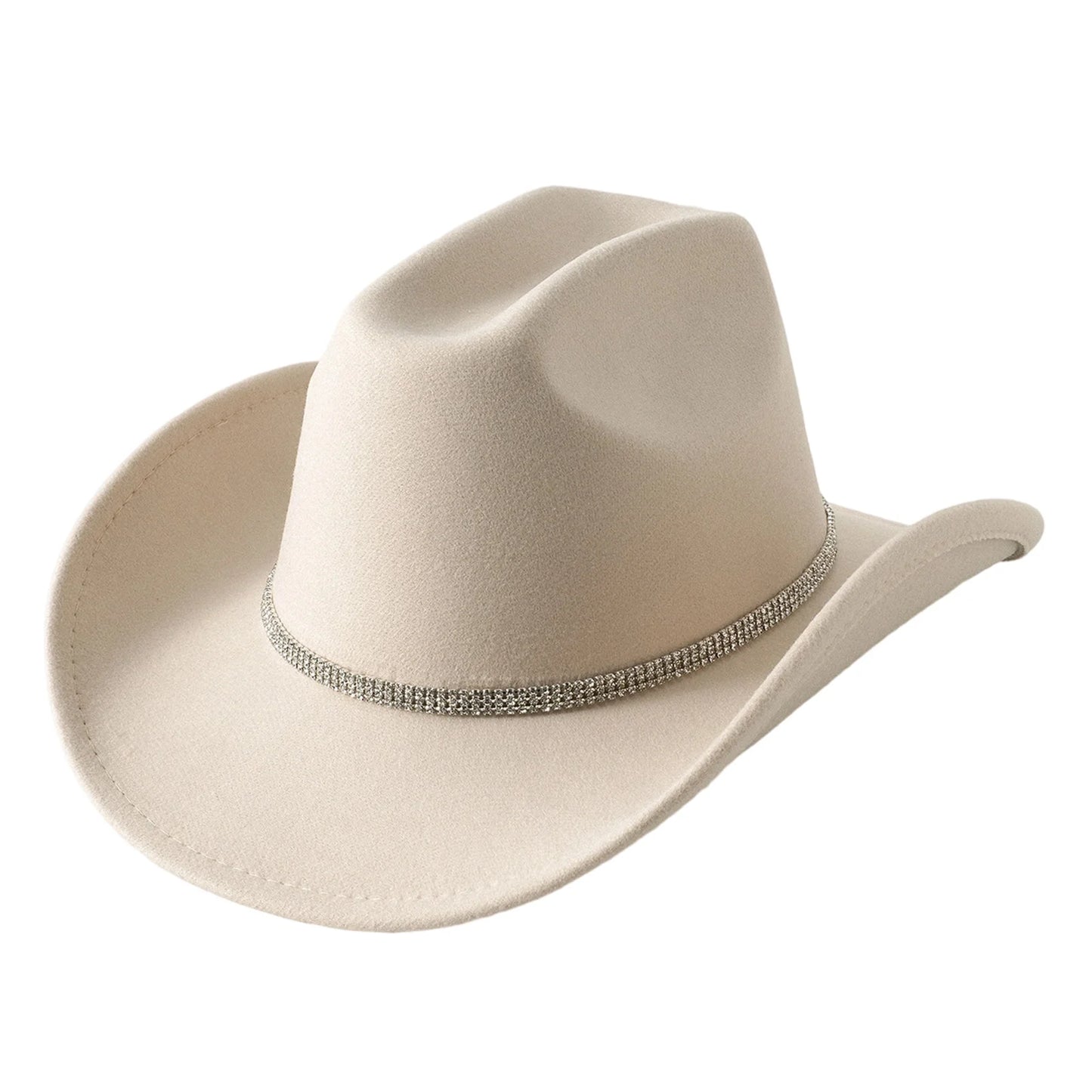 Women Men Wide Brim Fedora Hat Rhinestone Belted Wool Hat Felt Jazz Cap for Party Club Elegant Caps