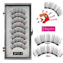 Load image into Gallery viewer, 2 Pairs 3D Natural Magnetic Eyelashes ,With 5 Magnetic Lashes Handmade Reusable Magnetic False Eyelashes Support Drop Shipping
