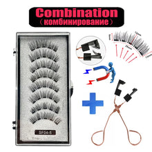 Load image into Gallery viewer, 2 Pairs 3D Natural Magnetic Eyelashes ,With 5 Magnetic Lashes Handmade Reusable Magnetic False Eyelashes Support Drop Shipping