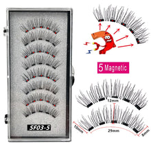 Load image into Gallery viewer, 2 Pairs 3D Natural Magnetic Eyelashes ,With 5 Magnetic Lashes Handmade Reusable Magnetic False Eyelashes Support Drop Shipping