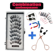 Load image into Gallery viewer, 2 Pairs 3D Natural Magnetic Eyelashes ,With 5 Magnetic Lashes Handmade Reusable Magnetic False Eyelashes Support Drop Shipping