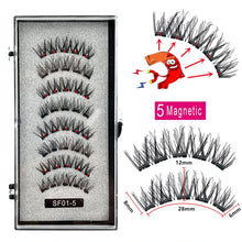 Load image into Gallery viewer, 2 Pairs 3D Natural Magnetic Eyelashes ,With 5 Magnetic Lashes Handmade Reusable Magnetic False Eyelashes Support Drop Shipping