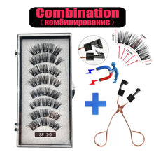 Load image into Gallery viewer, 2 Pairs 3D Natural Magnetic Eyelashes ,With 5 Magnetic Lashes Handmade Reusable Magnetic False Eyelashes Support Drop Shipping