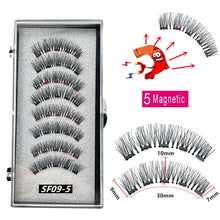 Load image into Gallery viewer, 2 Pairs 3D Natural Magnetic Eyelashes ,With 5 Magnetic Lashes Handmade Reusable Magnetic False Eyelashes Support Drop Shipping
