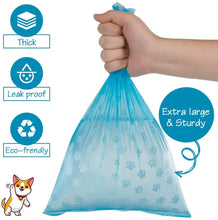 Load image into Gallery viewer, Pet Poop Bags Disposable Dog Waste Bags, Bulk Poop Bags with Leash Clip and Bone Bag Dispenser 5Roll(75Pcs) Bags with Paw Prints