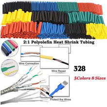 Load image into Gallery viewer, 127/328pcs Heat Shrink Tube 2:1 Shrinkable Wire Shrinking Wrap Tubing Wire Connect Cover Protection with 300W Hot Air Gun