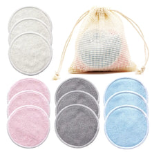 Load image into Gallery viewer, Reusable Bamboo Makeup Remover Pads 12pcs Washable Rounds Cleansing Facial Cotton Make Up Removal Pads Tool