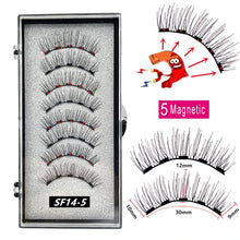 Load image into Gallery viewer, 2 Pairs 3D Natural Magnetic Eyelashes ,With 5 Magnetic Lashes Handmade Reusable Magnetic False Eyelashes Support Drop Shipping