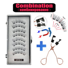 Load image into Gallery viewer, 2 Pairs 3D Natural Magnetic Eyelashes ,With 5 Magnetic Lashes Handmade Reusable Magnetic False Eyelashes Support Drop Shipping