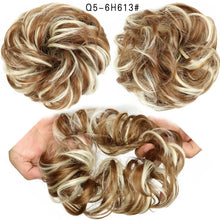 Load image into Gallery viewer, Synthetic Hair Bun Wig Ladies Ponytail Hair Extension Scrunchie Elastic Wave Curly Hairpieces Scrunchie Wrap