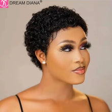 Load image into Gallery viewer, Malaysian Hair Wig Remy Short Natural Curly Glueless Human Wigs Pixie Cut Wig Ombre Short Machine Made Human Hair Wig
