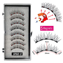 Load image into Gallery viewer, 2 Pairs 3D Natural Magnetic Eyelashes ,With 5 Magnetic Lashes Handmade Reusable Magnetic False Eyelashes Support Drop Shipping