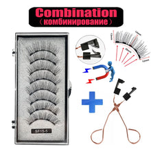 Load image into Gallery viewer, 2 Pairs 3D Natural Magnetic Eyelashes ,With 5 Magnetic Lashes Handmade Reusable Magnetic False Eyelashes Support Drop Shipping
