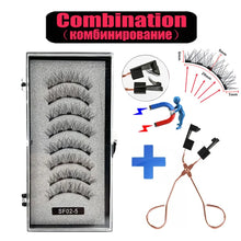 Load image into Gallery viewer, 2 Pairs 3D Natural Magnetic Eyelashes ,With 5 Magnetic Lashes Handmade Reusable Magnetic False Eyelashes Support Drop Shipping
