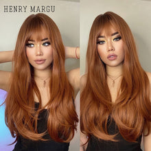 Load image into Gallery viewer, HENRY MARGU Long Natural Wavy Platinum Blonde Wigs with Bangs Cosplay Party Lolita Synthetic Wigs for Women Heat Resistant Fiber