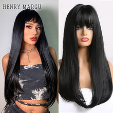 Load image into Gallery viewer, HENRY MARGU Long Natural Wavy Platinum Blonde Wigs with Bangs Cosplay Party Lolita Synthetic Wigs for Women Heat Resistant Fiber