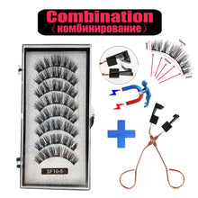 Load image into Gallery viewer, 2 Pairs 3D Natural Magnetic Eyelashes ,With 5 Magnetic Lashes Handmade Reusable Magnetic False Eyelashes Support Drop Shipping