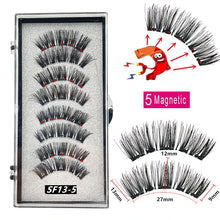 Load image into Gallery viewer, 2 Pairs 3D Natural Magnetic Eyelashes ,With 5 Magnetic Lashes Handmade Reusable Magnetic False Eyelashes Support Drop Shipping