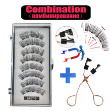 Load image into Gallery viewer, 2 Pairs 3D Natural Magnetic Eyelashes ,With 5 Magnetic Lashes Handmade Reusable Magnetic False Eyelashes Support Drop Shipping