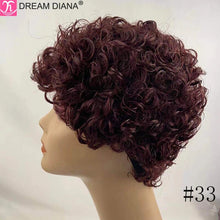 Load image into Gallery viewer, Malaysian Hair Wig Remy Short Natural Curly Glueless Human Wigs Pixie Cut Wig Ombre Short Machine Made Human Hair Wig