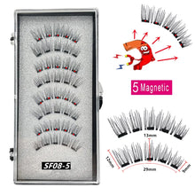 Load image into Gallery viewer, 2 Pairs 3D Natural Magnetic Eyelashes ,With 5 Magnetic Lashes Handmade Reusable Magnetic False Eyelashes Support Drop Shipping