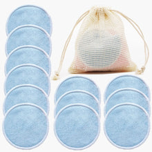 Load image into Gallery viewer, Reusable Bamboo Makeup Remover Pads 12pcs Washable Rounds Cleansing Facial Cotton Make Up Removal Pads Tool