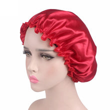 Load image into Gallery viewer, Women Night Sleep Hat Adjust Satin Bonnet Hair Styling Cap Long Hair Care 29 Styles Silk Head Wrap Shower Cap Hair Styling Tools