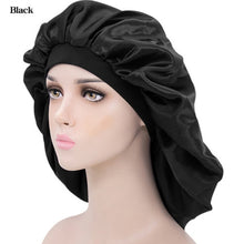 Load image into Gallery viewer, Women Night Sleep Hat Adjust Satin Bonnet Hair Styling Cap Long Hair Care 29 Styles Silk Head Wrap Shower Cap Hair Styling Tools