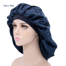 Load image into Gallery viewer, Women Night Sleep Hat Adjust Satin Bonnet Hair Styling Cap Long Hair Care 29 Styles Silk Head Wrap Shower Cap Hair Styling Tools