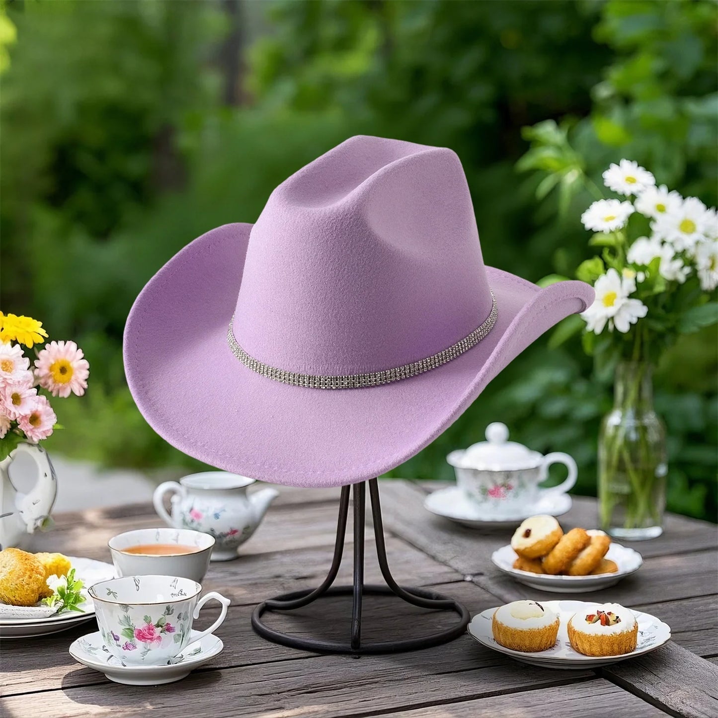 Women Men Wide Brim Fedora Hat Rhinestone Belted Wool Hat Felt Jazz Cap for Party Club Elegant Caps