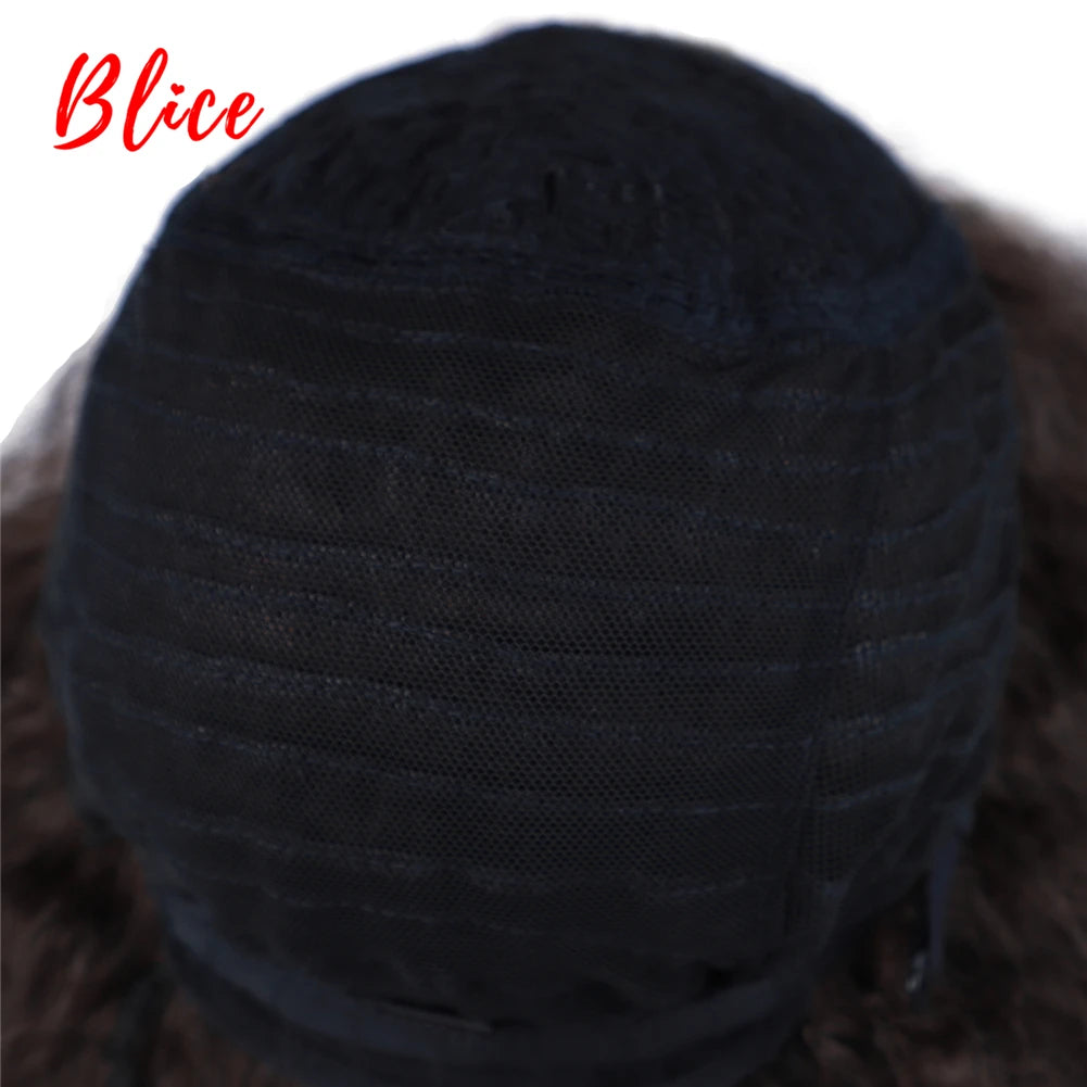 Blice 6Inch Short Synthetic Wigs Kinky Straight Kanekalon Heat Resistant Natural Black Women African American Afro Full Wig