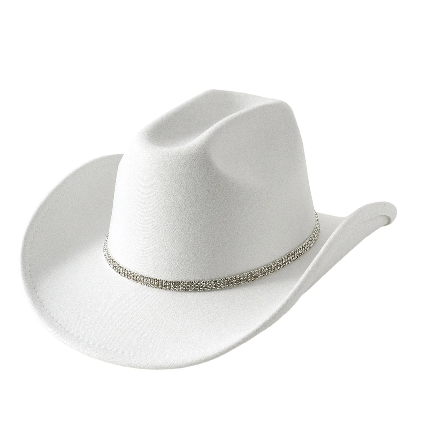 Women Men Wide Brim Fedora Hat Rhinestone Belted Wool Hat Felt Jazz Cap for Party Club Elegant Caps