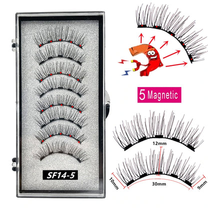 2 Pairs 3D Natural Magnetic Eyelashes ,With 5 Magnetic Lashes Handmade Reusable Magnetic False Eyelashes Support Drop Shipping