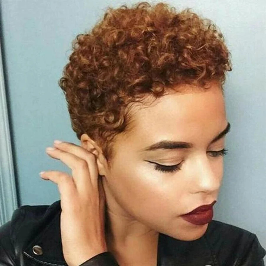 Hair Short Bob Pixie Cut Wig Human Hair Afro Kinky Curly Wig Full Machine Wigs Cheap Human Hair Wig On Sale Clearance