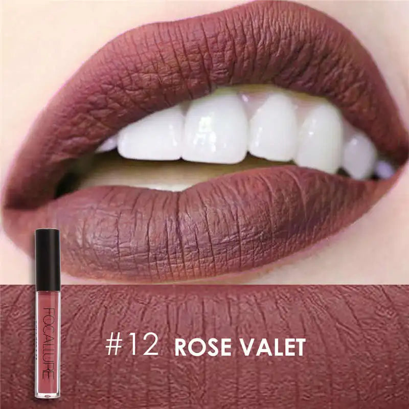 FOCALLURE Waterproof Liquid Lipstick Batom Red Velvet Lip Tint Brown Nude Matte Lipstick Colourful Makeup Cosmetics Maquiagem