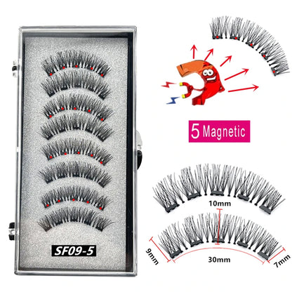 2 Pairs 3D Natural Magnetic Eyelashes ,With 5 Magnetic Lashes Handmade Reusable Magnetic False Eyelashes Support Drop Shipping