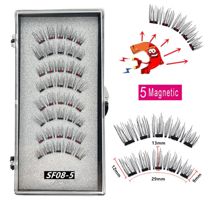 2 Pairs 3D Natural Magnetic Eyelashes ,With 5 Magnetic Lashes Handmade Reusable Magnetic False Eyelashes Support Drop Shipping