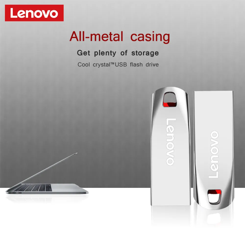 Lenovo 2TB USB Flash Drives Mini Metal Real Capacity Memory Stick Black Pen Drive Creative Business Gift Silver Storage U Disk