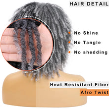 Load image into Gallery viewer, Ombre Black Gray 6 Inch Short Dreadlocks Wigs Women Natural Synthetic Dreads Wig Afro Curly Twist Locs Braided Wigs Daily Use
