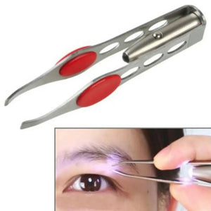 Beauty Stainless Steel Eyebrow Tweezers Hair Removal Clip with LED Light Tool