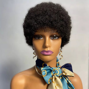 Short Natural Curly Wigs African curly Pixie Cut Wig Malaysian Human Hair Wigs Machine Made Human Hair short Mini Wig