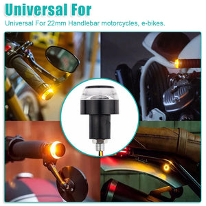 12V CNC Turn Signals Motorcycle LED Handle Blinker for 22mm Handlebar Signal Light Flashing Handle Bar Motorcycle Accessories