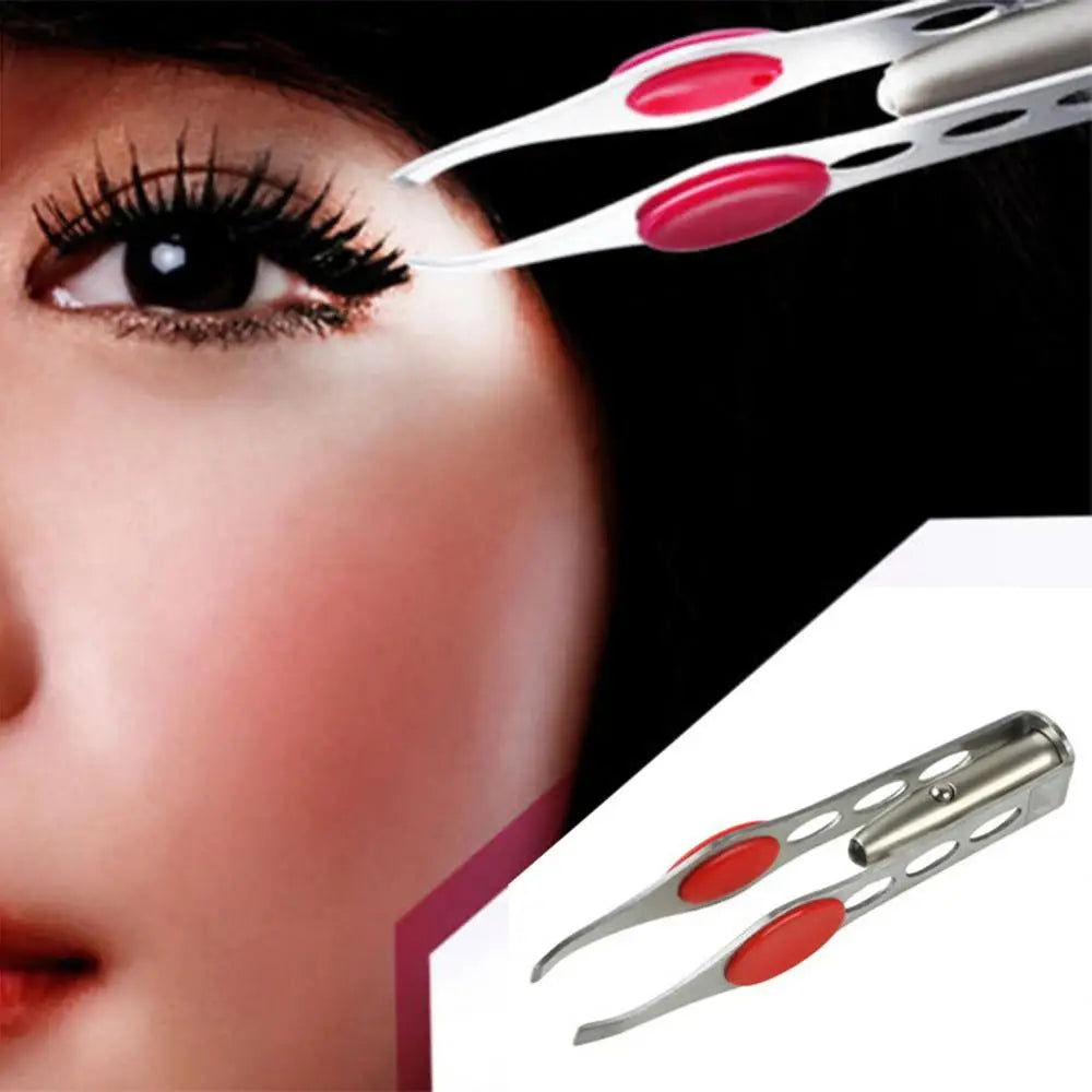 Beauty Stainless Steel Eyebrow Tweezers Hair Removal Clip with LED Light Tool