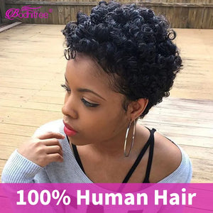Hair Short Bob Pixie Cut Wig Human Hair Afro Kinky Curly Wig Full Machine Wigs Cheap Human Hair Wig On Sale Clearance