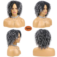 Load image into Gallery viewer, Ombre Black Gray 6 Inch Short Dreadlocks Wigs Women Natural Synthetic Dreads Wig Afro Curly Twist Locs Braided Wigs Daily Use

