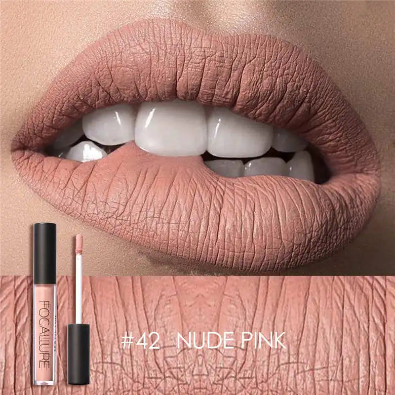 FOCALLURE Waterproof Liquid Lipstick Batom Red Velvet Lip Tint Brown Nude Matte Lipstick Colourful Makeup Cosmetics Maquiagem