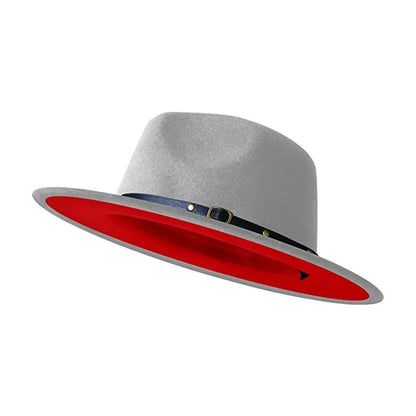 Simple Women Men Wide Brim Patchwork Fedora Hats With Belt Two Tone Dress Hat Felt Panama Hat in Two Audlt Size