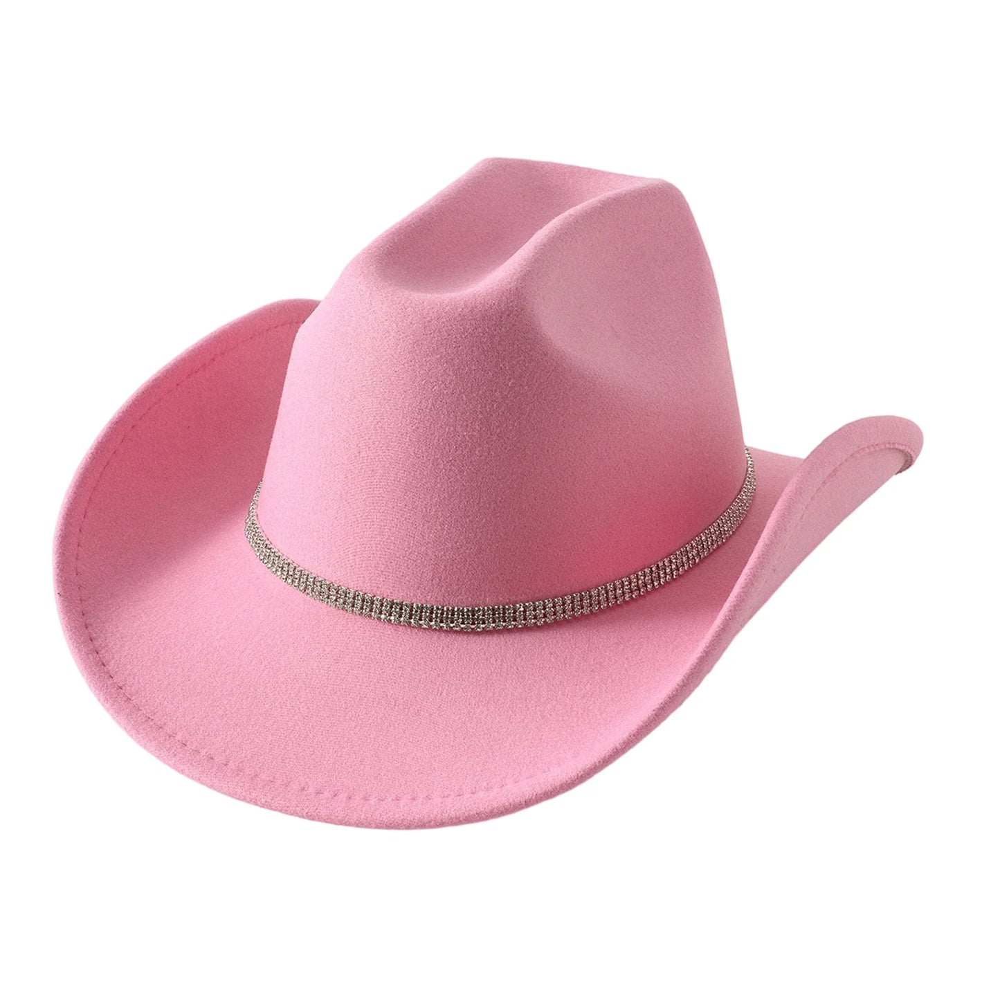 Women Men Wide Brim Fedora Hat Rhinestone Belted Wool Hat Felt Jazz Cap for Party Club Elegant Caps