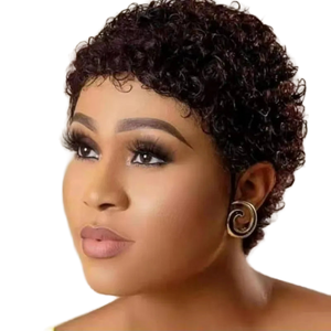 Malaysian Hair Wig Remy Short Natural Curly Glueless Human Wigs Pixie Cut Wig Ombre Short Machine Made Human Hair Wig