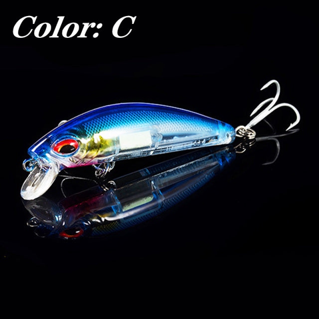 1Pcs 3D Eyes Luminous Minnow Fishing Lures 7cm 11.5g Jig Sinking  Wobblers Hard Bait Artificial Crankbait Night Fishing Pesca